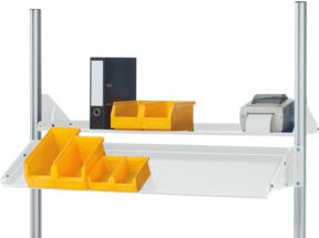 Rau Metallablage neigbar für Arbeitstische, Stahlblech, grau, B/T/H: 120 x 30 x 16 cm - Bild 1