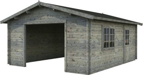 PALMAKO Blockbohlen-Garage aus Holz in Grau, Breite: 540 cm, Tiefe: 540 cm - Bild 1