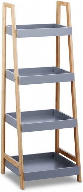 Relaxdays Badregal aus Bambus in Grau mit 4 Ablageflächen, B/T/H: 98 x 36 x 34,5 cm - Bild 1