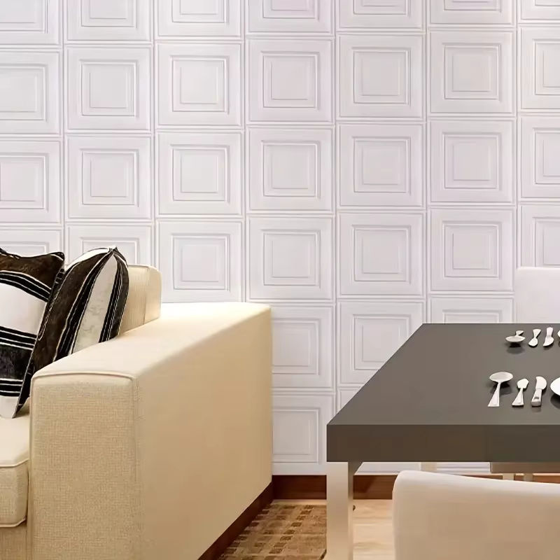 CTZSOOP 3D Stereo Wandaufkleber Selbstklebend Wasserdicht Geometrisches Design für Wohnzimmer und Schlafzimmer, Weiß und Mehrfarbig, B/H: 70 x 70 cm - Bild 3