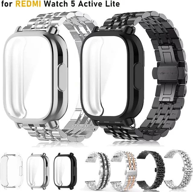 FancyWrist Uhrenarmband mit Hülle, Edelstahl, silver, Redmi Watch 5 Lite - Bild 1