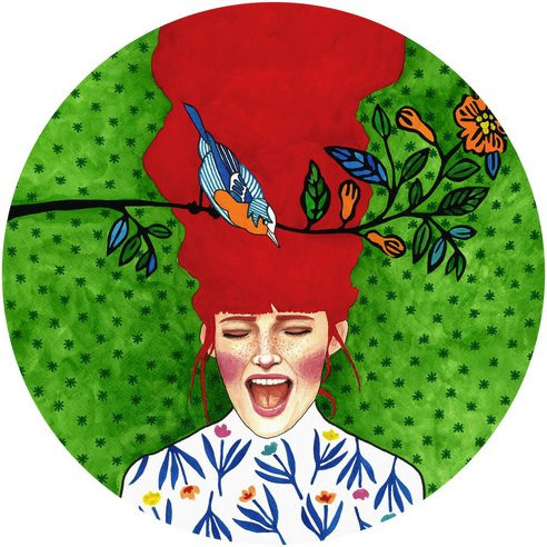 K&L Wall Art Vliestapete Hülya Frühlingsbote Retro Kunst, mehrfarbig, matt, B/H: 236 x 236 cm - Bild 1