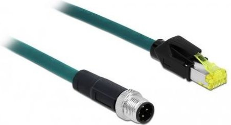 Delock 85442 Patchkabel RJ45 zu M12 SF/UTP Ethernet LAN in Türkis, Länge: 2,00 m - Bild 1