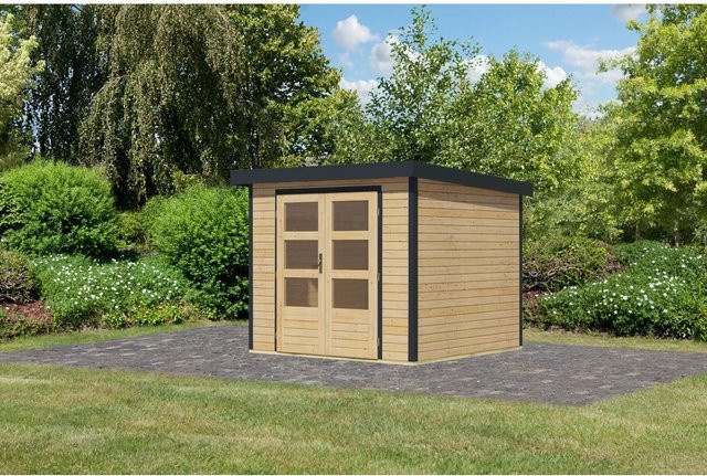 Karibu Gartenhaus Diego 3 A in Naturbelassen und Anthrazit, B/T/H: 209 x 238 x 213 cm - Bild 1