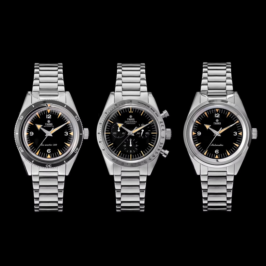 THORN Automatikuhr, Edelstahl, 38 mm, Saphirglas, Schwarz, Herren - Bild 2