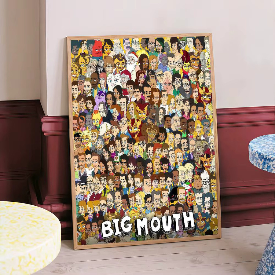 Vintage Bilibili Cartoon Big Mouth TV Poster mit Klebefläche, Mehrfarbig, 15 x 15 cm - Bild 3