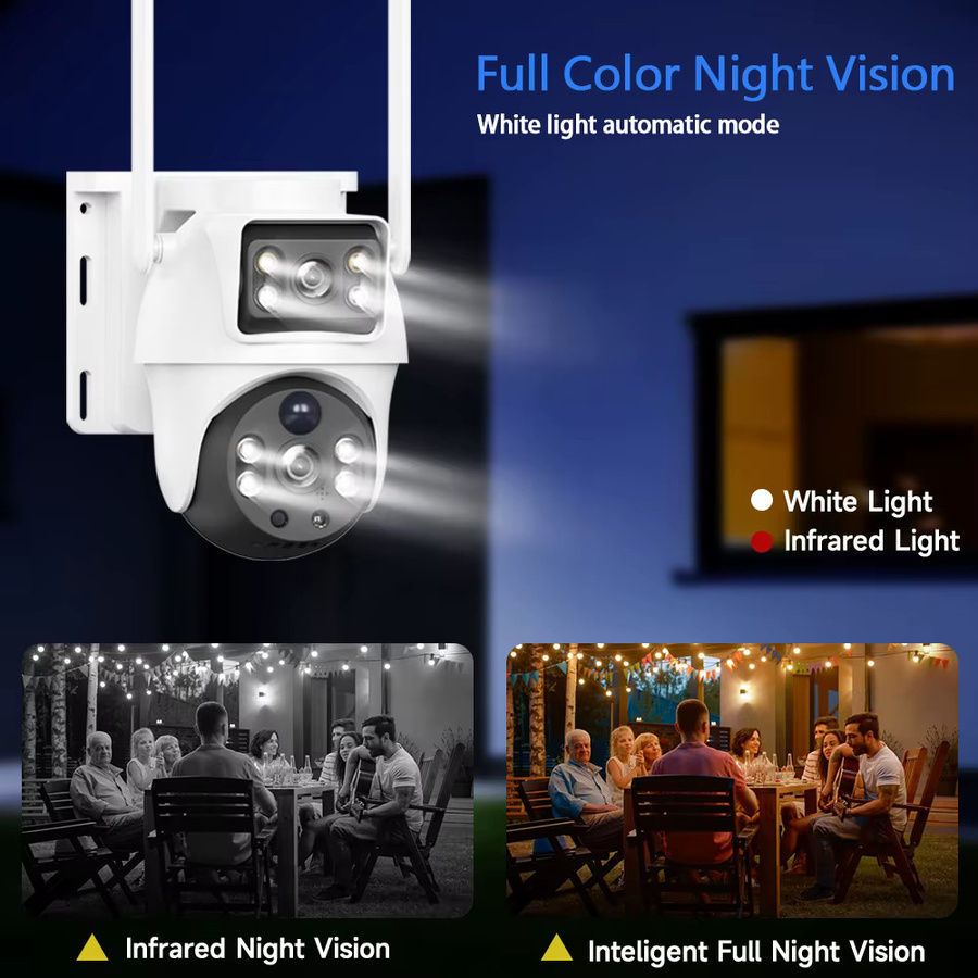 V380 Pro WiFi Solar Kamera mit Dual Linsen, 8MP 4K Outdoor IP Kamera, Low Power Batterie, PIR Bewegungsmelder und Nachtsicht, Farbe: Weiß - Bild 2