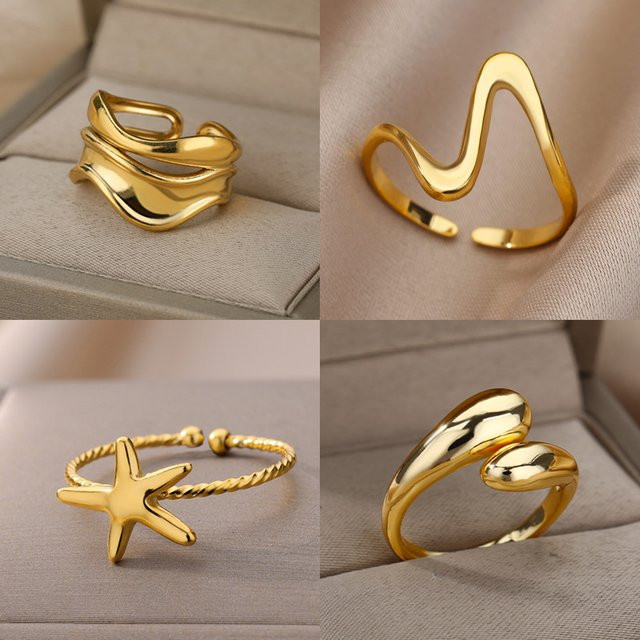 HPTOTMG Ringe Edelstahl, Gold, Damen - Bild 1