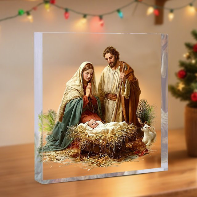 CIFBUY Krippenfiguren Acryl-Ornament in Weiß und Multicolour für die religiöse Weihnachtsdekoration - Bild 1