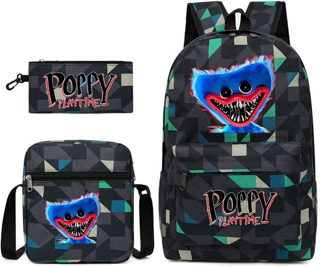 3-teiliges Schulrucksack-Set für Schüler aus Oxford-Stoff mit Schultasche, Schultergurt und Federmäppchen in Multicolour - Bild 1
