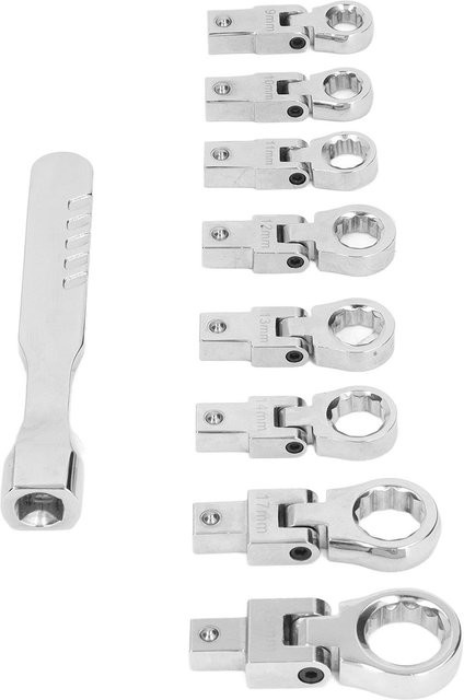 Koogeelife 9-teiliges Ratschenschlüssel-Set aus Chrom-Vanadium-Stahl in Silber und Weiß - Bild 1