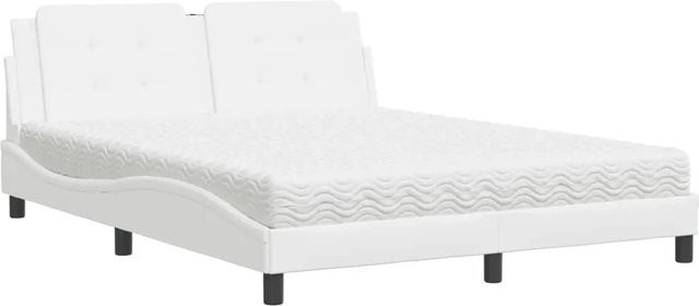 vidaXL Bett Zadar mit Matratze in Weiß aus Kunstleder und Holz, B/T: 160 x 200 cm - Bild 1