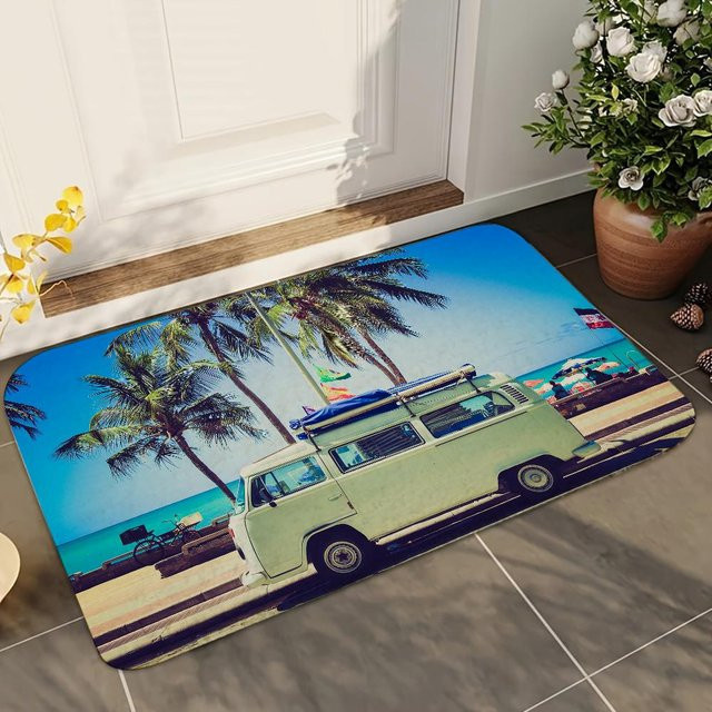 JGJG Strandbus Badezimmermatte, blau, rutschfest und waschbar, B/T: 60 x 40 cm - Bild 1