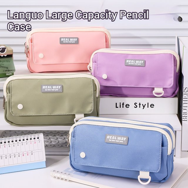 Languo Kawaii Federmäppchen im koreanischen Stil, wasserdichte Organizer-Tasche aus Polyester, Farbe: Grün - Bild 1