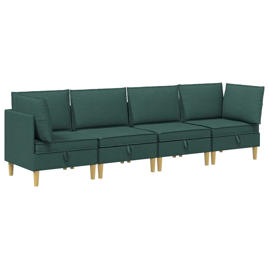 vidaXL Wohnzimmergarnitur in Dunkelgrün aus Stoff mit Ecksofas, Mittelsofas und Kissen im L-Shape Design - Bild 2