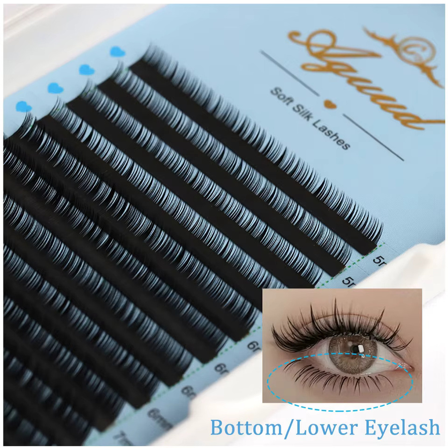 Aguud Einzelne Untere Wimpernverlängerung, J/B Curl, Black, Matt - Bild 5