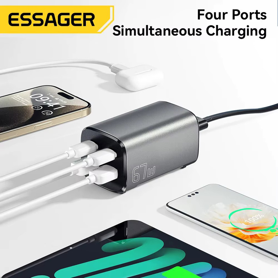 Essager 67W GaN Desktop-Schnellladegerät mit USB-C und PD Schnellladung für MacBook, Samsung, iPhone und Laptop - Bild 3