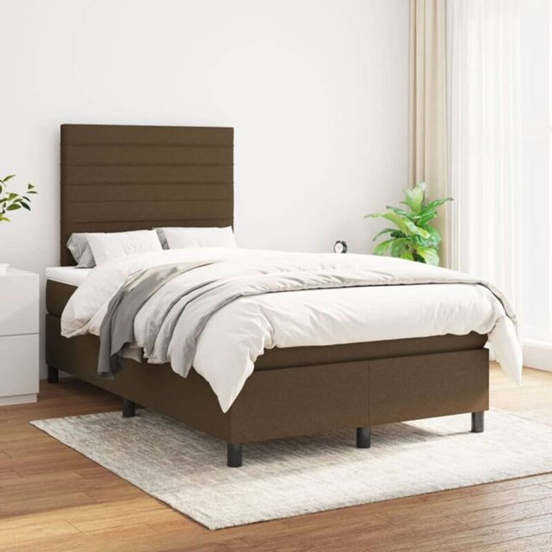 Vidaxl Boxspringbett mit Matratze in Braun und Weiß aus Stoff, Modernes Design, B/T/H: 200 x 120 x 118 cm - Bild 1