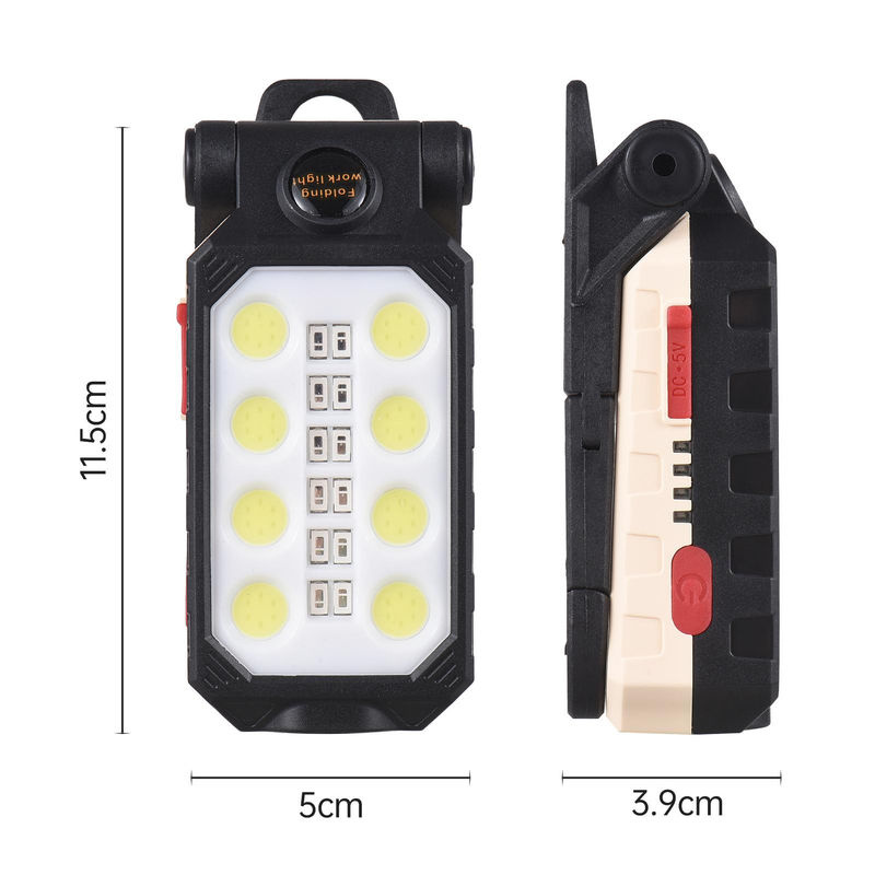 Aoresac COB-Arbeitsleuchte LED-Taschenlampe mit Magnetfuß und Aufhängehaken, USB-wiederaufladbar, Schwarz/Weiß - Bild 4