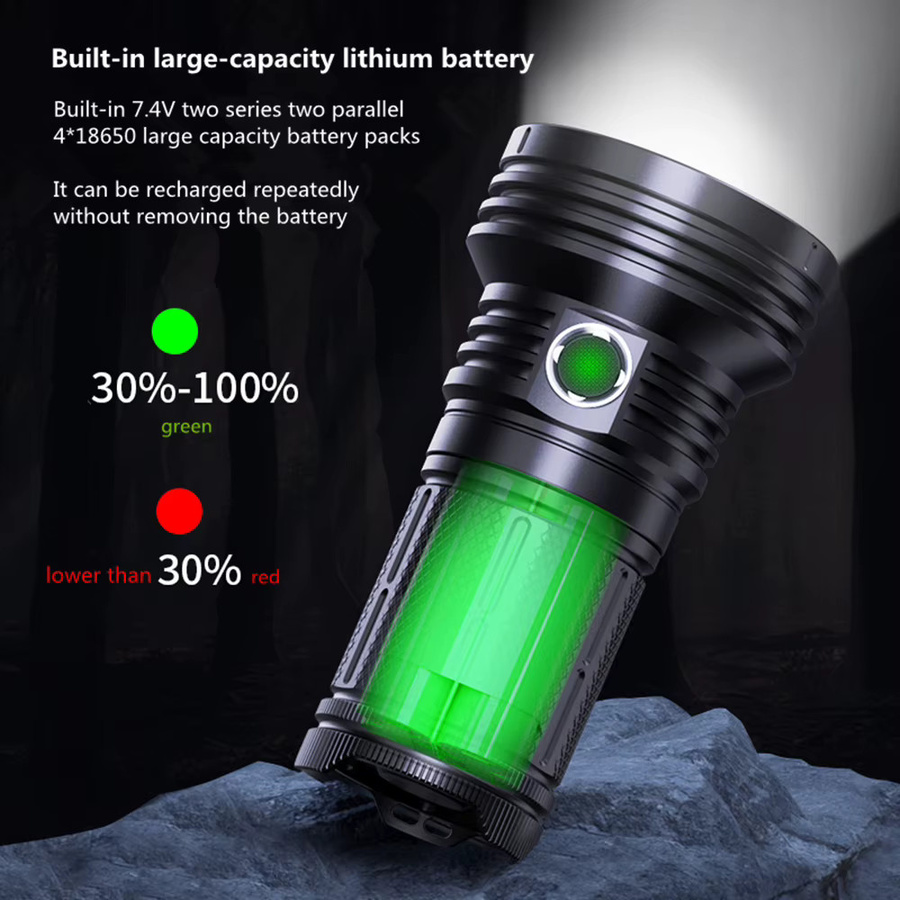 KENSUN 8 LED Taschenlampe in Schwarz mit Typ-C-Ladung und Leistungsanzeige aus Aluminium - Bild 4