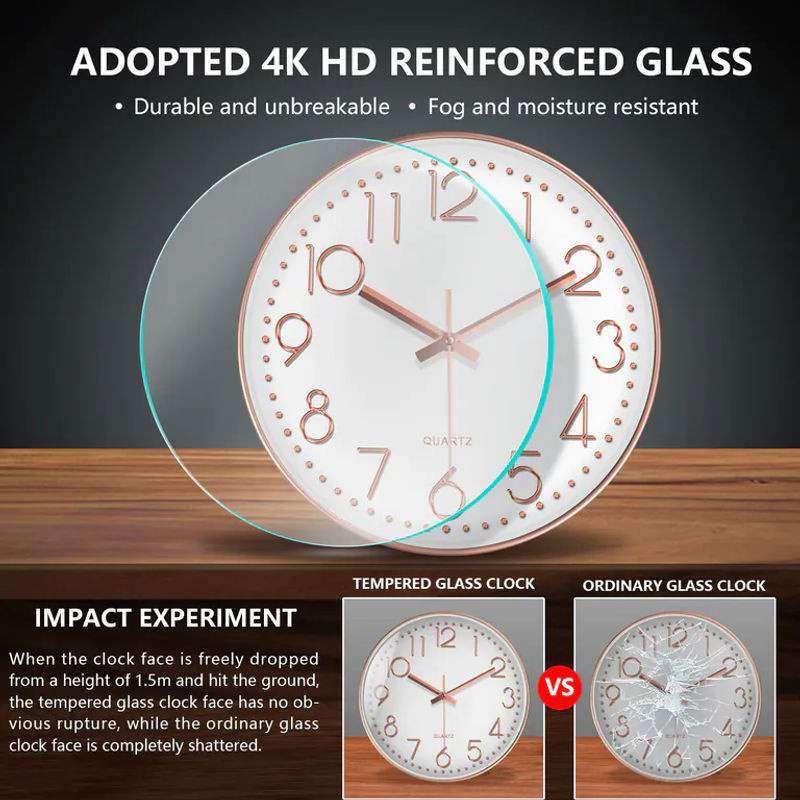 Mabpedo Minimalistische Quarz-Wanduhr in quadratischem Design, geräuschlose digitale Glasuhr für Wohnzimmer, Schlafzimmer und Büro, erhältlich in Weiß oder Schwarz - Bild 1