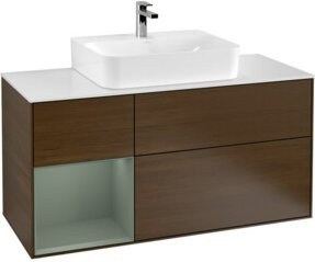 V&B Waschtischunterschrank Finion in Olivenmatt lackiert mit Rechtsöffnung, Breite: 120 cm, Tiefe: 50,1 cm, Höhe: 50,1 cm - Bild 1