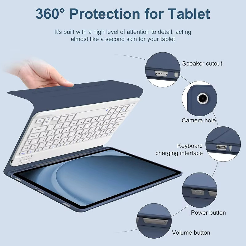 Samsung Galaxy Tab A9 Plus 11 Zoll Hülle mit abnehmbarer Bluetooth-Tastatur in Blau - Bild 4