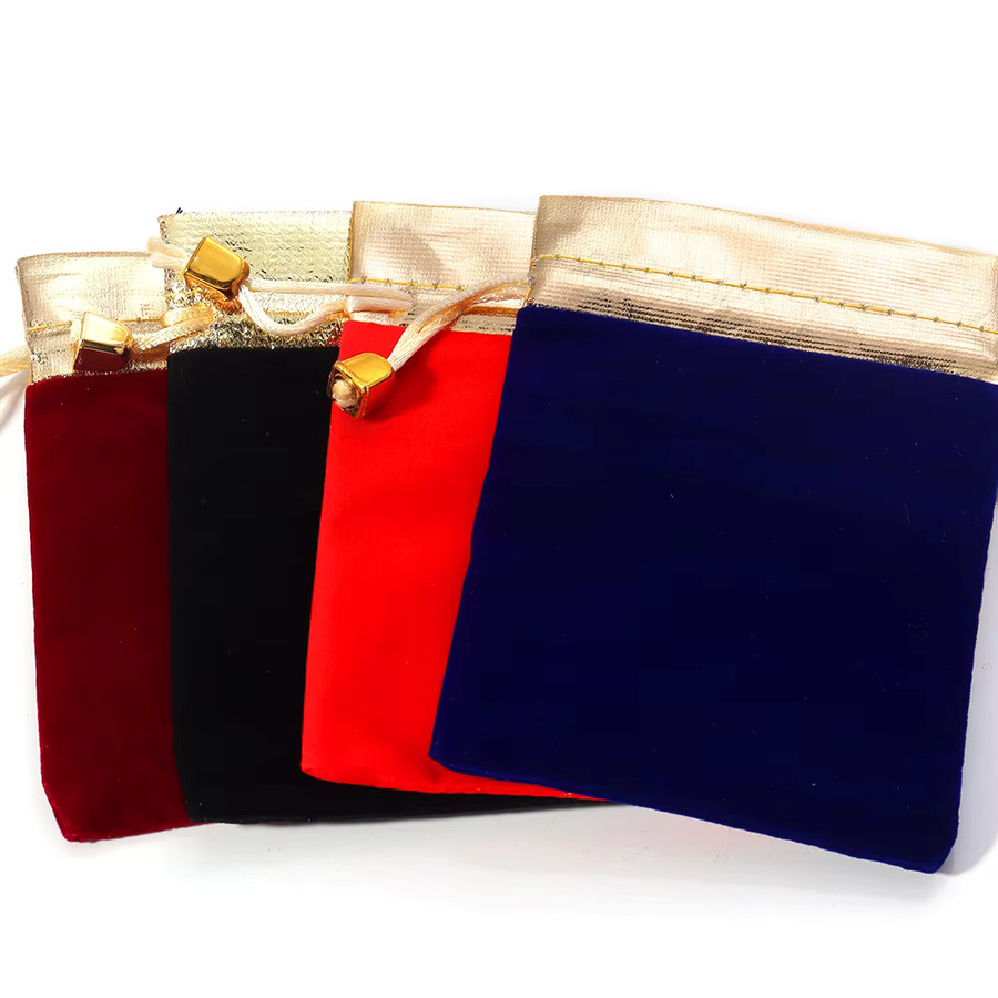 Samt Geschenktaschen mit Kordelzug in Gold für Schmuck und Geschenke - Bild 4