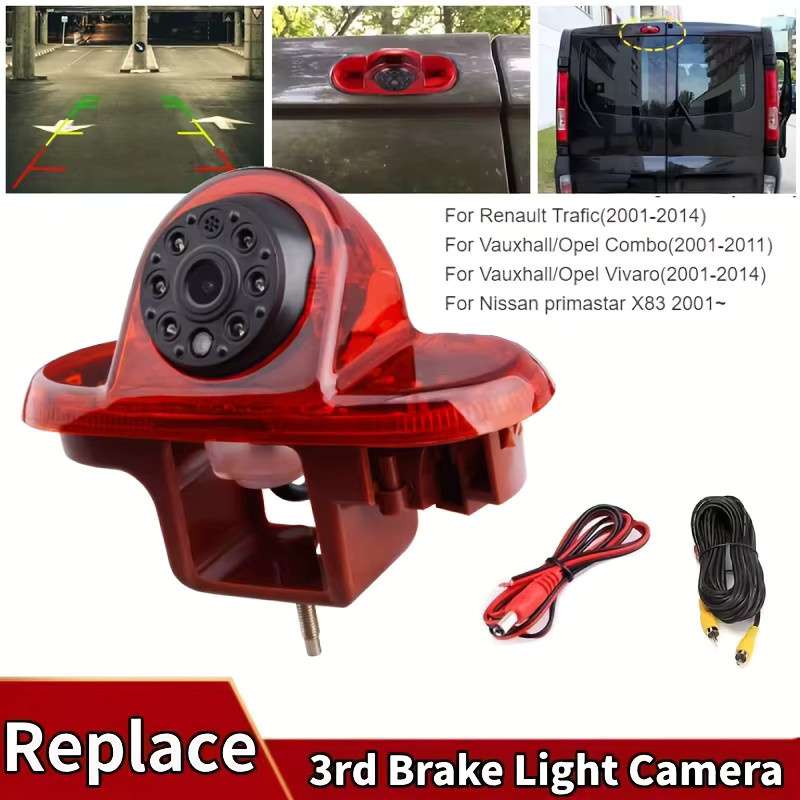 QueenDer Rückfahrkamera mit Nachtsicht und Weitwinkel für Renault Trafic 2001–2014, Opel Combo 2001–2011 und Vivara 2001–2014, Rot - Bild 2