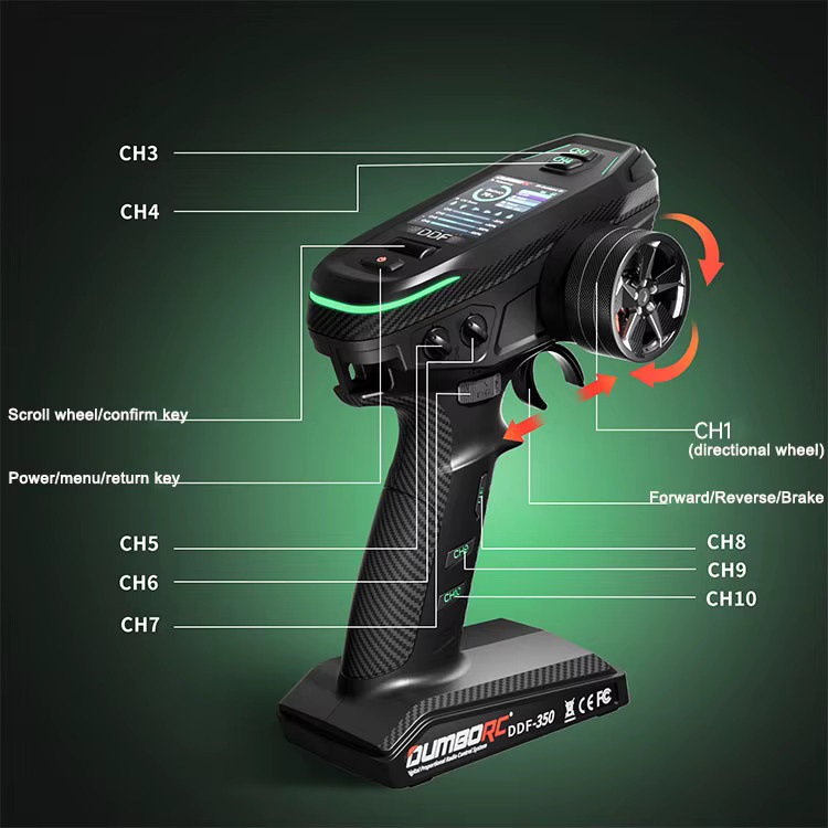 DUMBORC DDF-350 10-Kanal-Sender, M2 Metall-Handrad mit Gyro-Empfänger - Bild 2