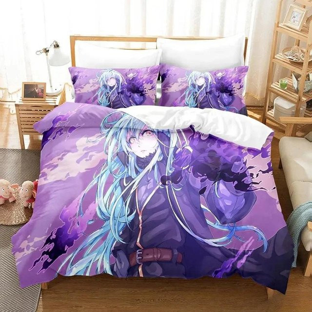 Kawaii Rimuru Tempest Bettwäsche-Set aus Mikrofaser mit 3D-Druck in Lila, bestehend aus Bettbezug und Kissenbezug, B/H: 70 x 133 cm - Bild 1