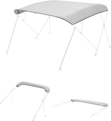 VEVOR Bimini Top Ersatzcover für 4 Bögen, wasserdichtes 600D Marine-Grade Sonnendach aus Polyester, Grau, Länge: 244 cm, Breite: 246,4 bis 261,6 cm - Bild 1