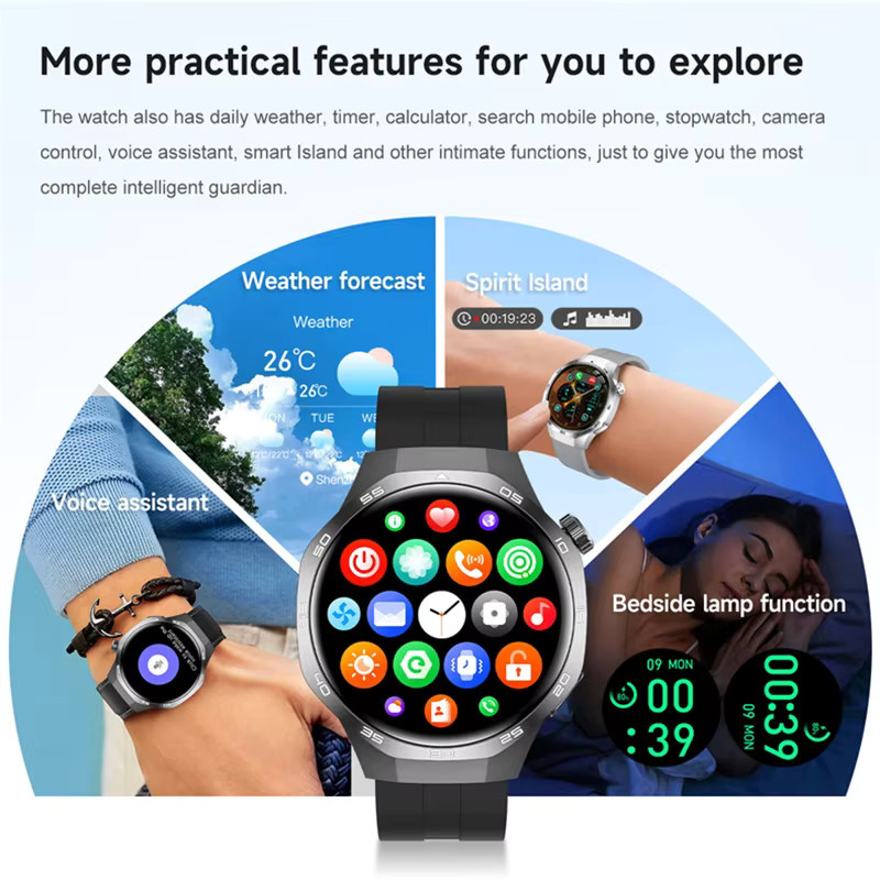 KAVSUMI Smartwatch, Silber, Bluetooth, NFC, Herren - Bild 6