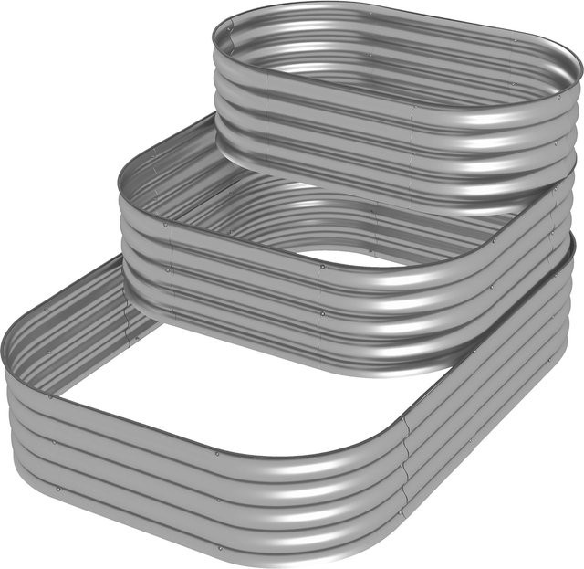 Outsunny Hochbeet aus Metall, 3-stufiger Pflanzkasten in Silber, B/T/H: 158 x 109 x 82 cm - Bild 1