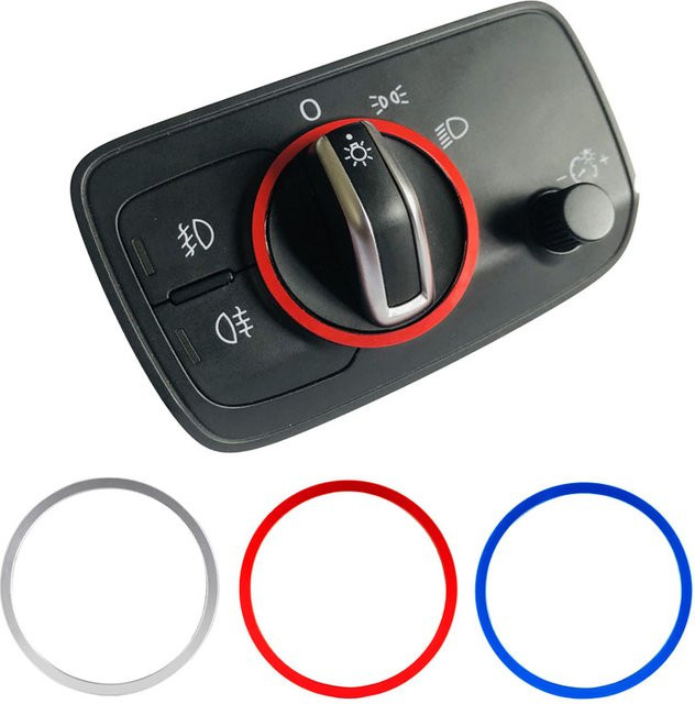 Dekorative Ring Trim Rahmen Aufkleber für Audi A3 S3 Q2 Scheinwerfer Control Schalter Knopf Auto Innen Zubehör - Bild 1