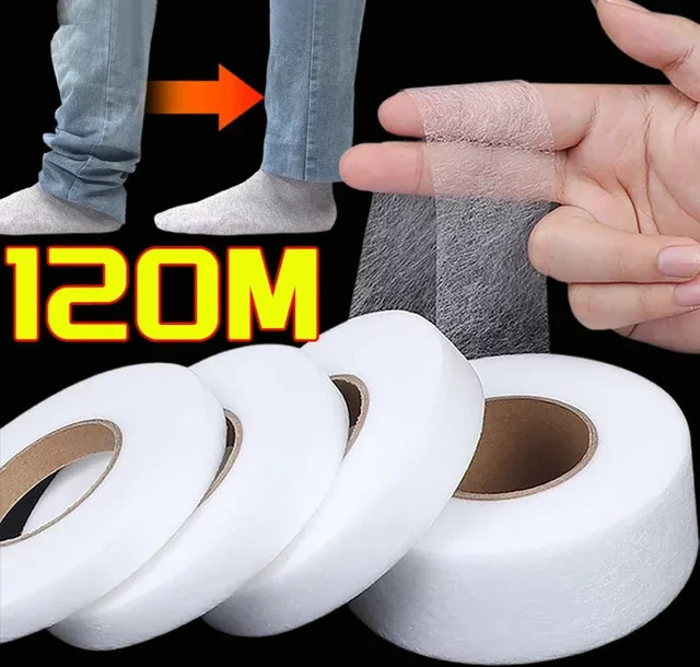 Selbstklebendes doppelseitiges Stoffband zum Aufbügeln für Hosen und Kleidung, Weiß, B/T/H: 60,0 x 10,0 x 1,0 cm - Bild 1