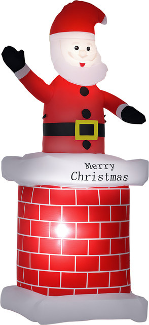 HOMCOM aufblasbare Weihnachtsdekoration Weihnachtsmann mit Schornstein für Garten und Innenbereich mit Beleuchtung - Bild 1