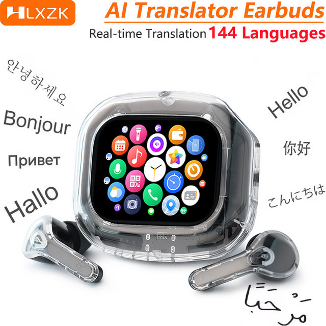 WJOY Air Max Smart Touch Screen TWS In-Ear-Kopfhörer in Schwarz mit Übersetzer-Funktion für 144 Sprachen und Pro-Stereo-Sound - Bild 1