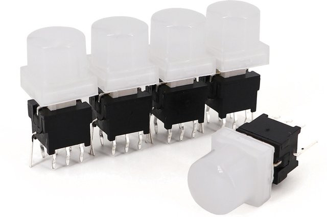 Honyone TS6 10mm Runde Top Cap 8Pin Mini Push Button Tact Schalter mit LED Momentary Reset DPDT PCB in Rot, 5 Stück - Bild 1