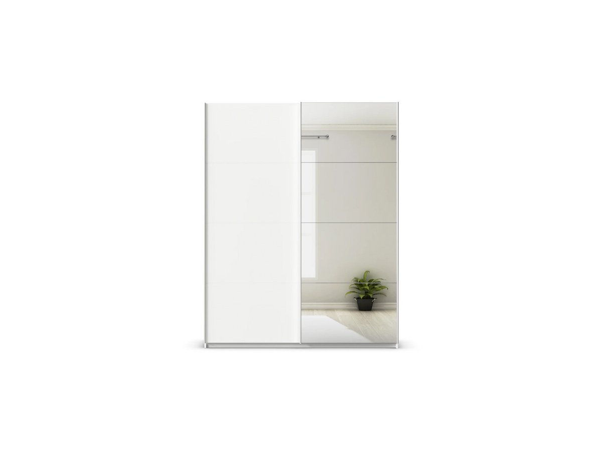 RAUCH Quadra Schwebetürenschrank mit Spiegelelementen und integrierten Schubladen, Korpus Weiß, B/T/H: 181 x 62 x 230 cm - Bild 3