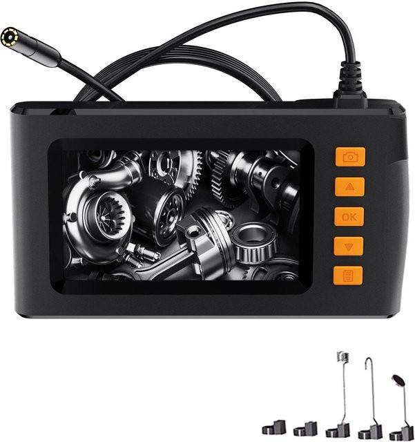 HD 1080P Endoskopkamera mit 4,3 Zoll LCD-Bildschirm, 8 LED-Leuchten und IP67 Wasserdichtigkeit in Schwarz - Bild 1