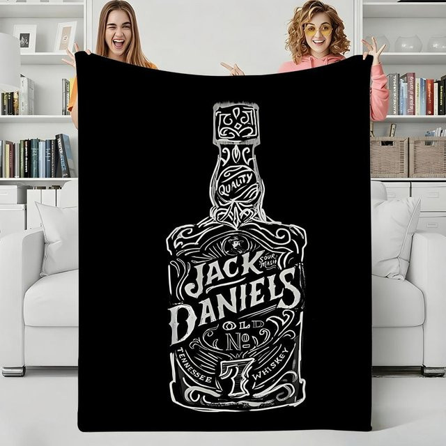 Flanellblanke Jack Daniels Design in Schwarz, B/B: 75 x 90 cm - Bild 1