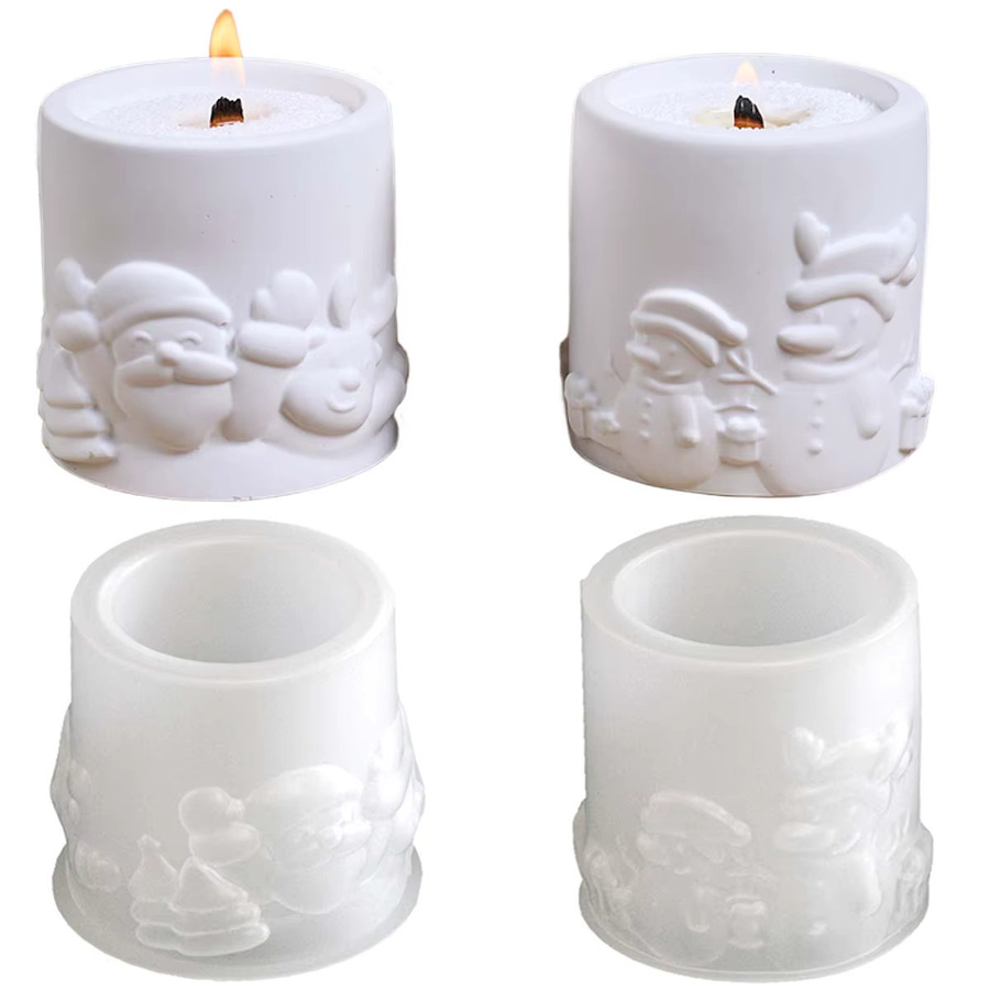 UDOCOOL DIY Weihnachtliche Relief Kerzenform für Santa Claus und Schneemann aus weißem Gips und Harz für deine Weihnachtsdekoration - Bild 3