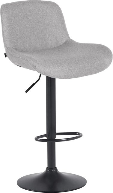 DELUKE Barhocker PONOR Barstuhl aus Samt in Hellgrau und Schwarz, höhenverstellbar, drehbar mit Lehne, B/T/H: 50 x 50 x 85 cm - Bild 1