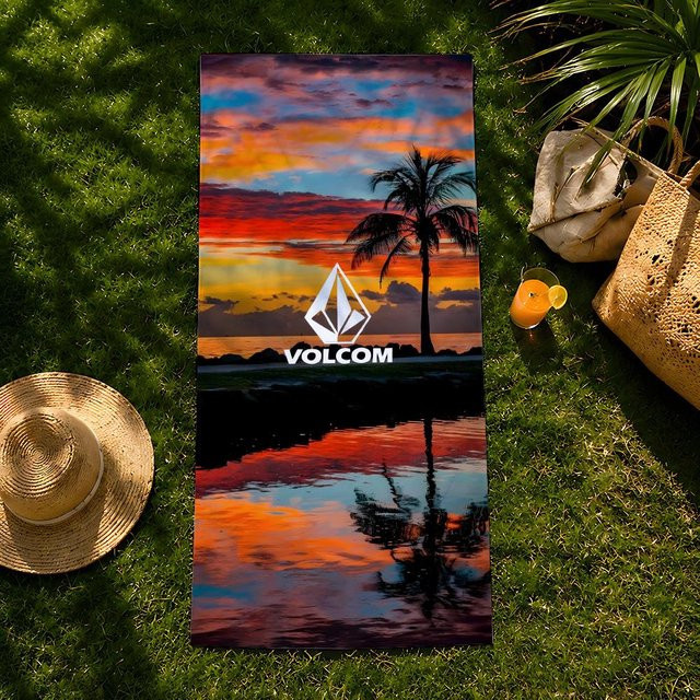 Volcom Mikrofaser Strandtuch schnelltrocknend und saugfähig, Multicolour, B/H: 50 x 100 cm - Bild 1
