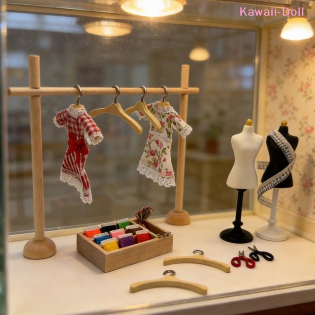 DIAPER&CORED Puppenhaus Miniatur-Schneiderpuppe-Set, 1-teiliges Set, 1:12 Maßstab - Bild 1