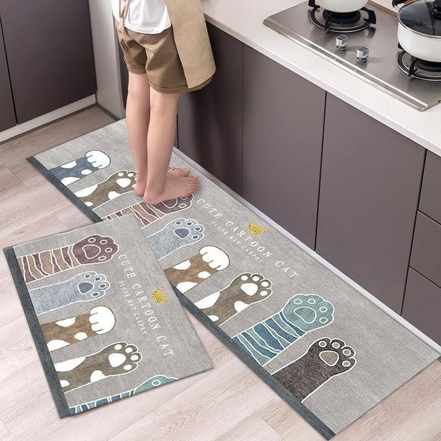 Antirutsch Badematte und Küchenteppich mit Tier-Motiv in Grau, weiche Textur aus Polyester, B/T: 40 x 60 cm und 40 x 120 cm - Bild 1
