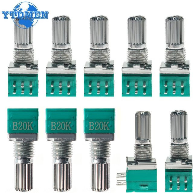 5er Set YTDMEN RK097NS Potentiometer mit 15mm Welle und 6 Pins für Audio Verstärker - Bild 1