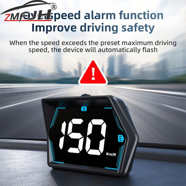 ZMFJH Auto-GPS Head-Up-Display mit Geschwindigkeitsmesser, Kompass und Übergeschwindigkeitsalarm in Schwarz - Bild 1
