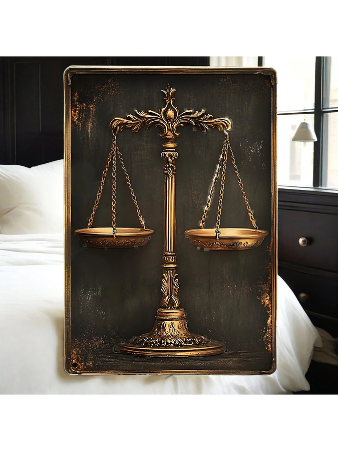 HELLOYOUNG Wandkunst Vintage Scales of Justice im Hochformat, Rechteckig, B/H: 14,0 x 20,0 cm - Bild 4